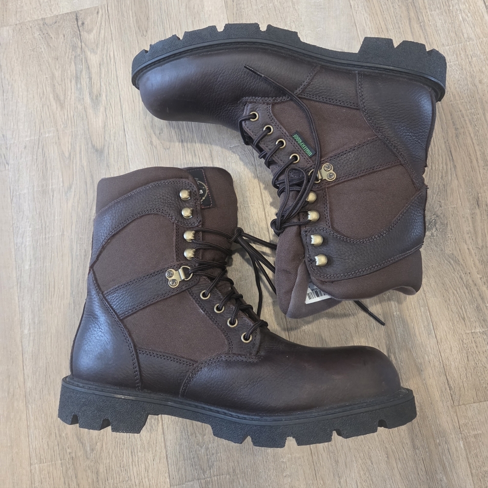 Georgia Brown Leather 8” Work Boots Mens 9 M Waterproof Lace Up Steel Toe #G107 - Picture 4 of 9